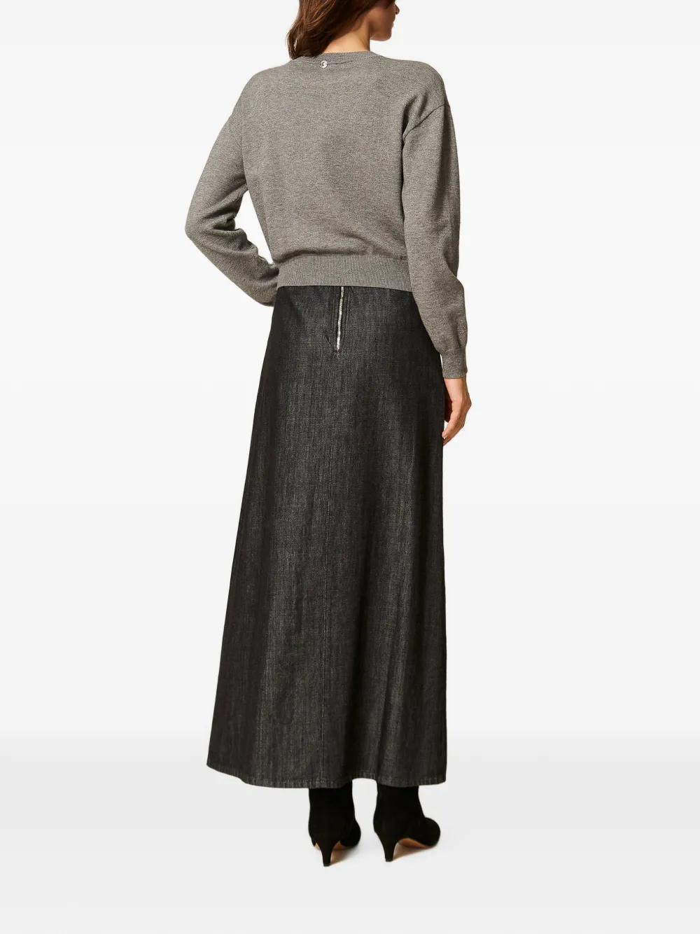 TWINSET Lange denim rok Zwart