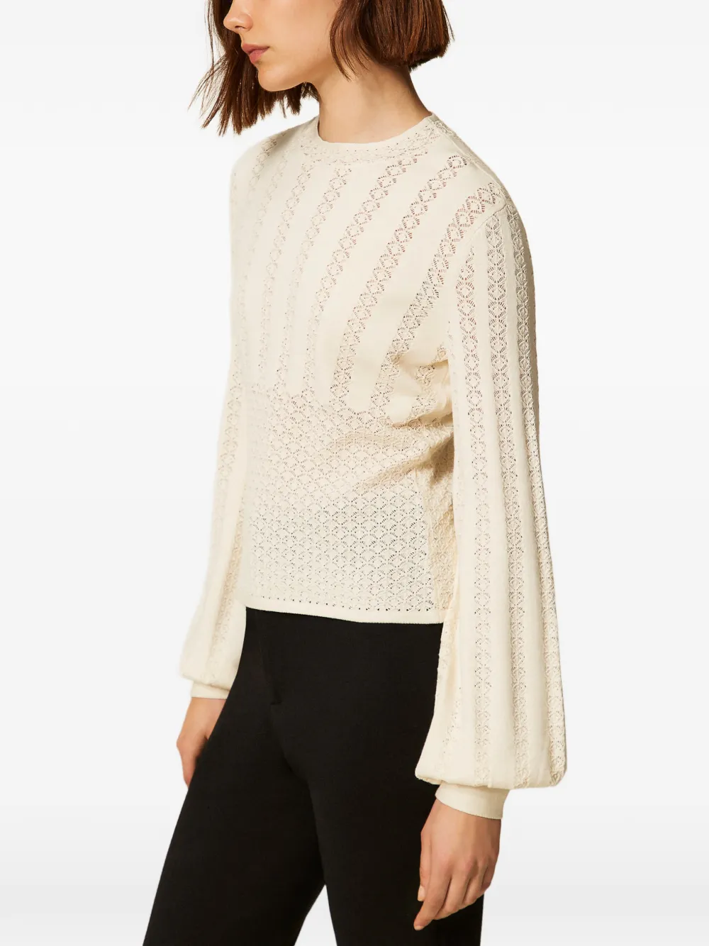 TWINSET Gebreide trui met ronde hals Beige