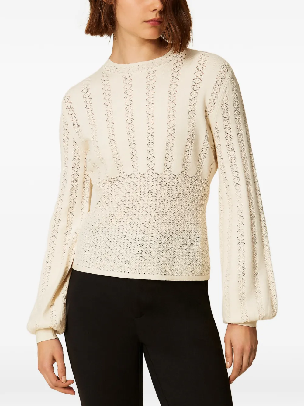 TWINSET Gebreide trui met ronde hals Beige