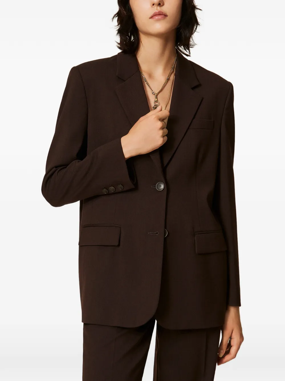 TWINSET Matte satijnen blazer Bruin