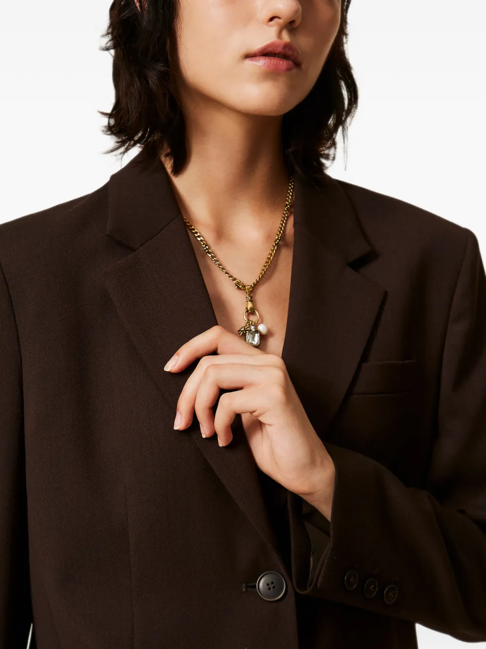 TWINSET Matte satijnen blazer Bruin
