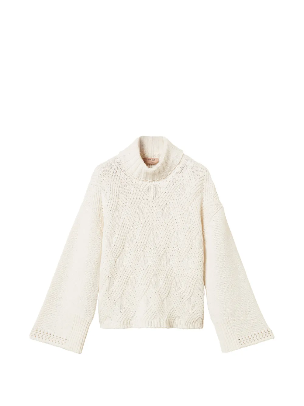 TWINSET turtleneck jumper with criss-cross pattern - Toni neutri
