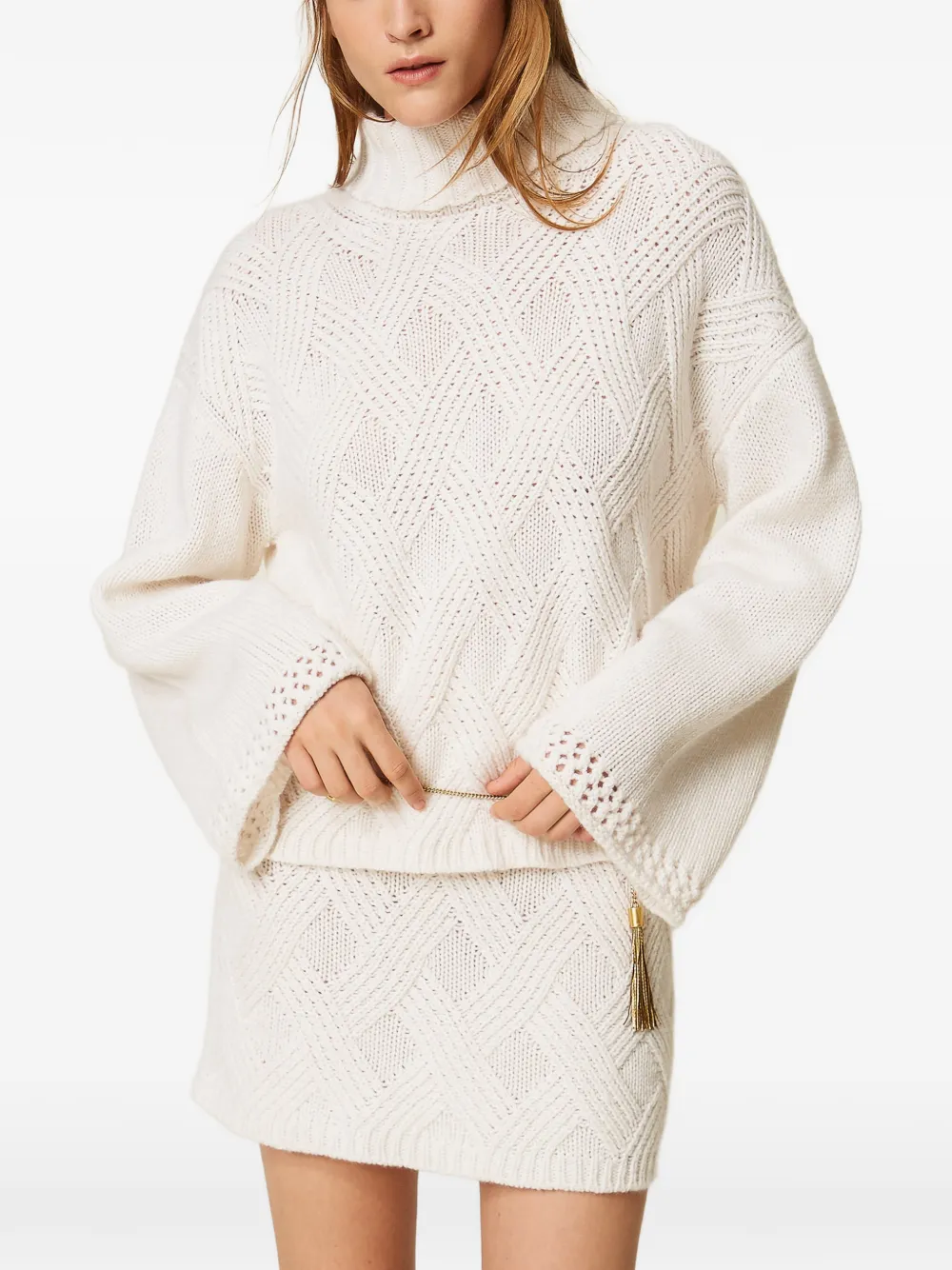 TWINSET Coltrui met gekruist patroon Beige