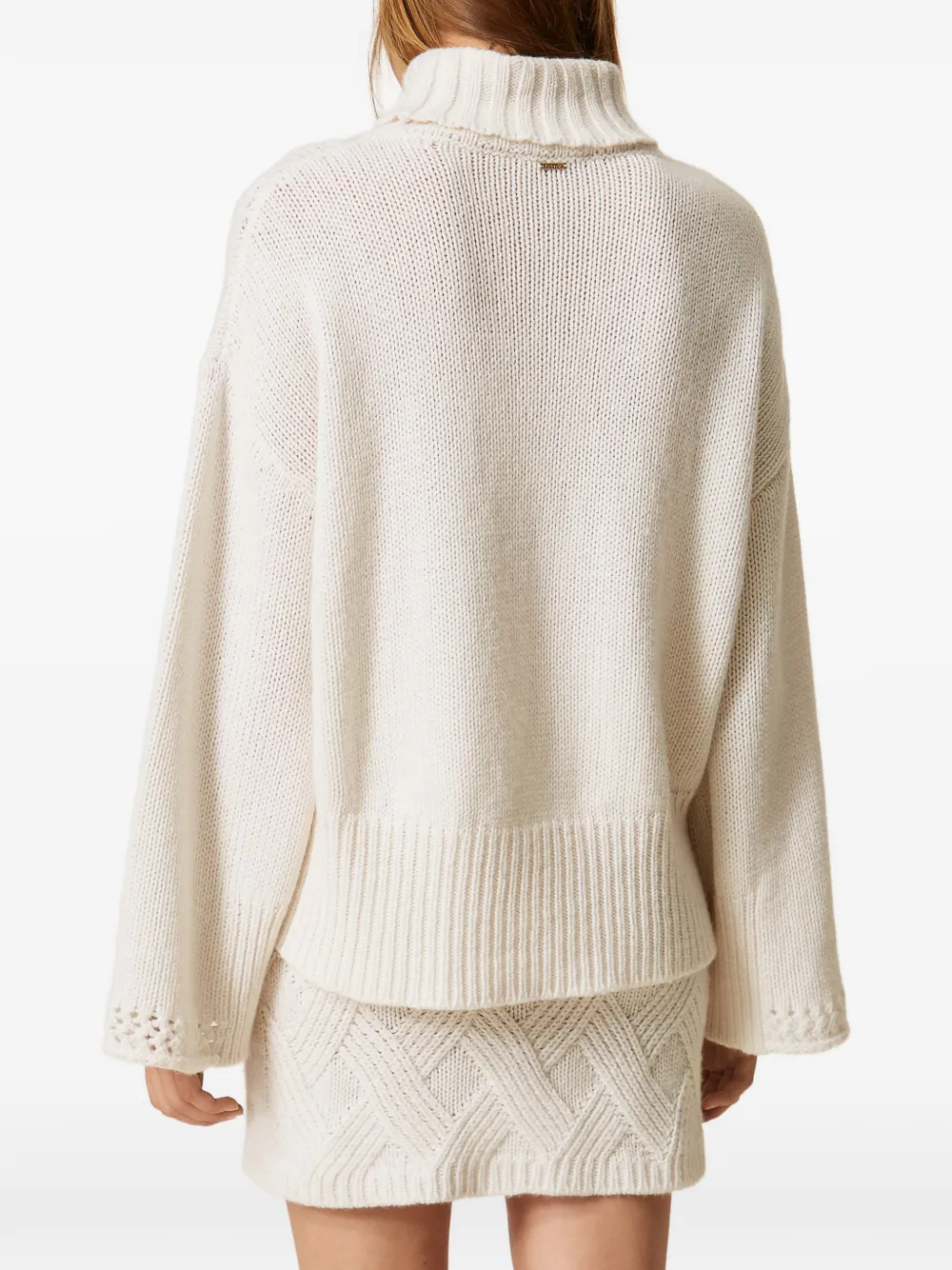TWINSET Coltrui met gekruist patroon Beige