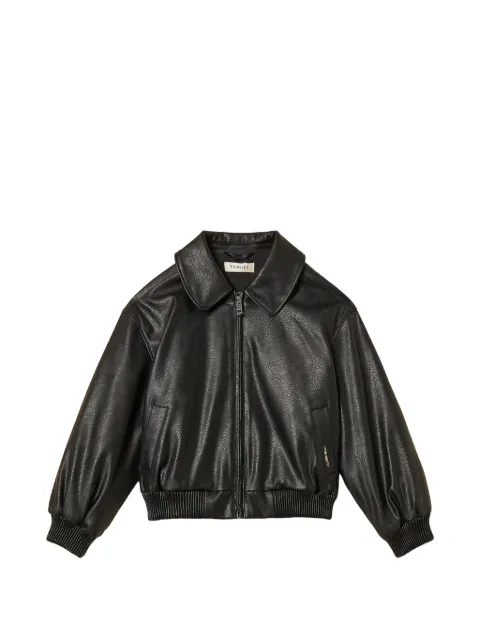 TWINSET Kids leather-like bomber jacket with collar