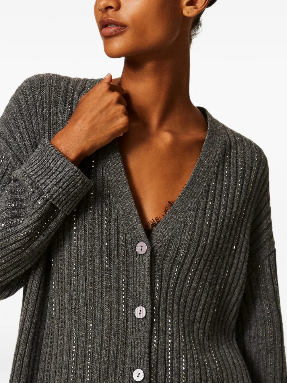 TWINSET Vest van wolblend met stras Grijs