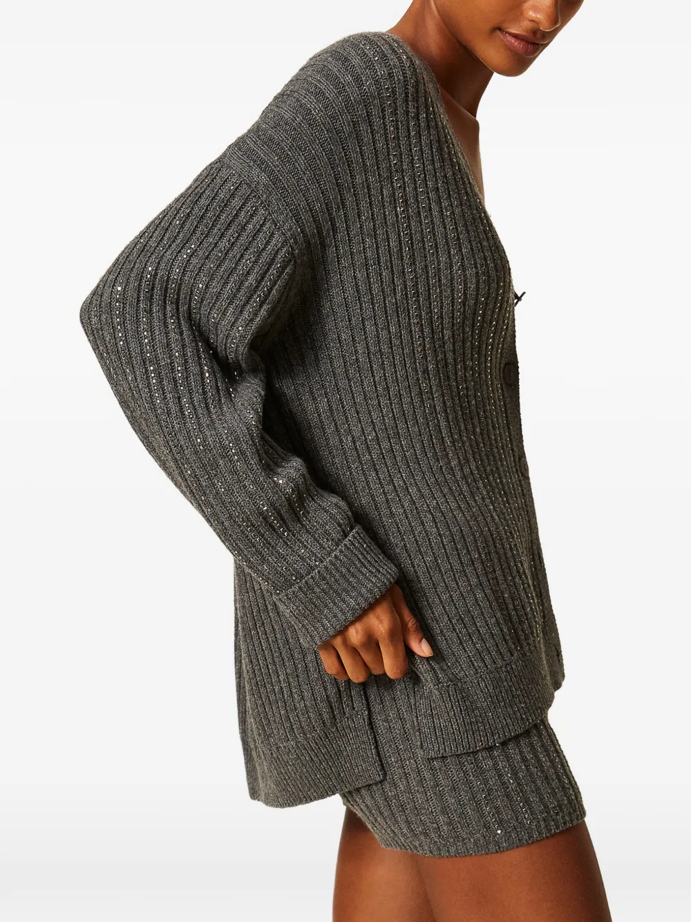 TWINSET Vest van wolblend met stras Grijs