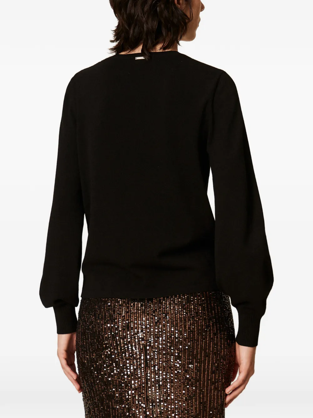 TWINSET jumper with macramé lace insert Zwart