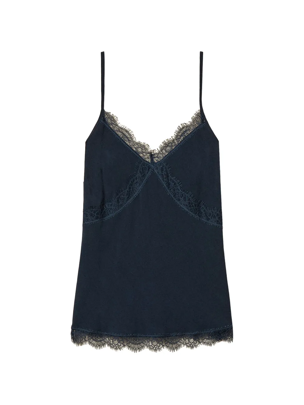 TWINSET Oberteil aus Crêpe de Chine mit Spitze - Blau