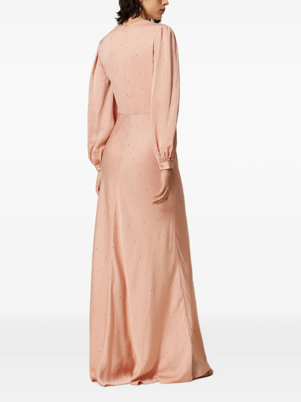 TWINSET Satijnen maxi-jurk met stras Roze