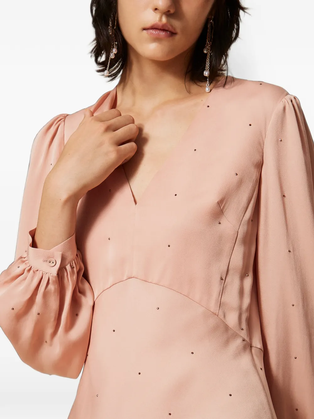 TWINSET Satijnen maxi-jurk met stras Roze