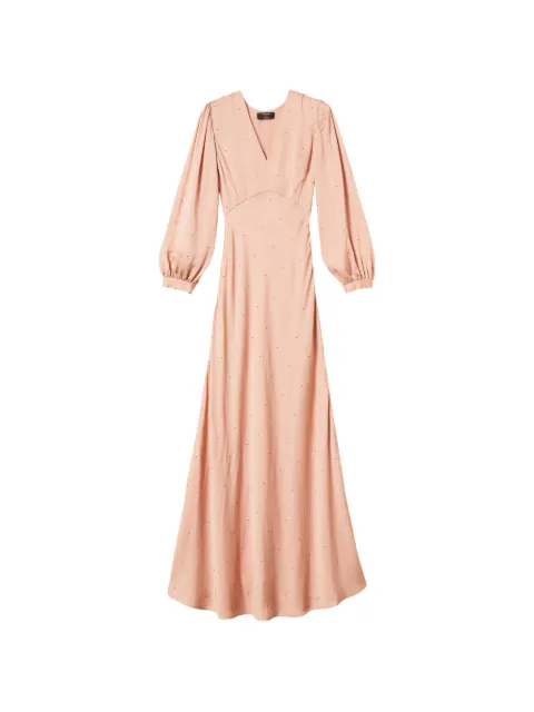 TWINSET lang kjole i satin med rhinsten