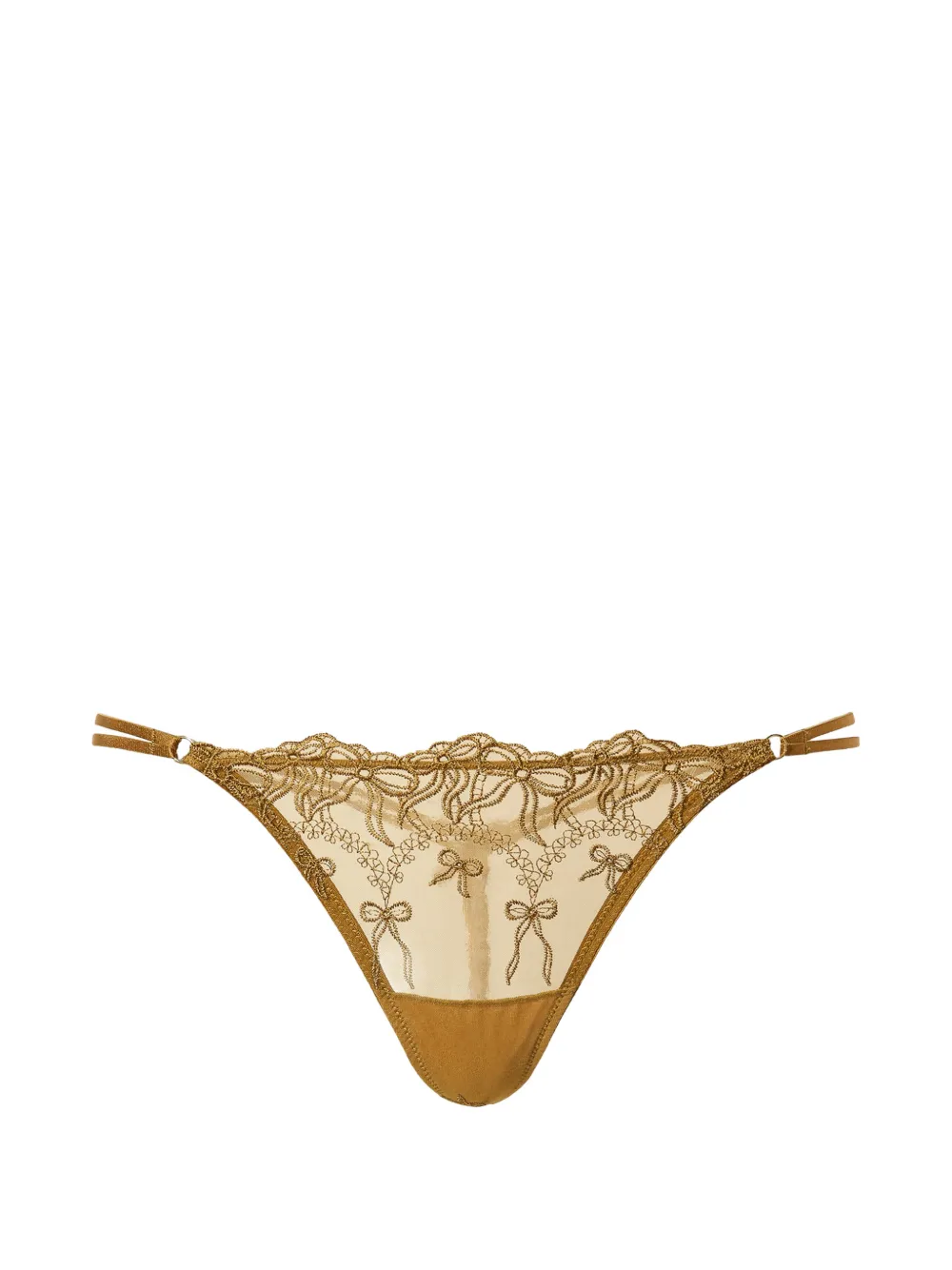 TWINSET Perizoma in tulle con fiocco - Marrone