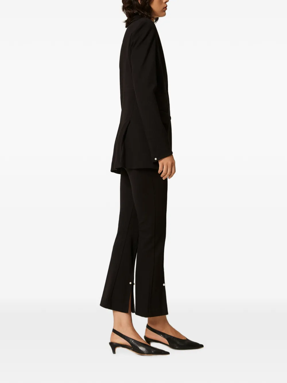 TWINSET Flared broek met manchetknopen Zwart