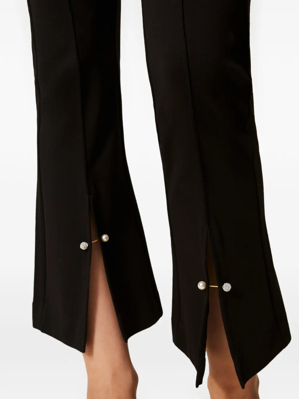 TWINSET Flared broek met manchetknopen Zwart
