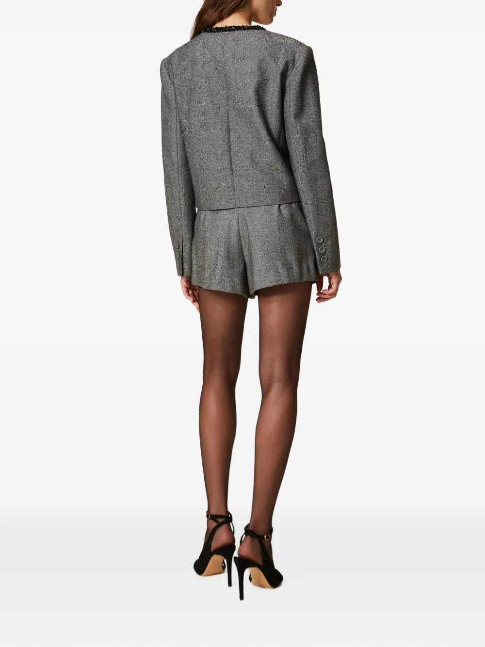 TWINSET chevron wool blend shorts Grijs