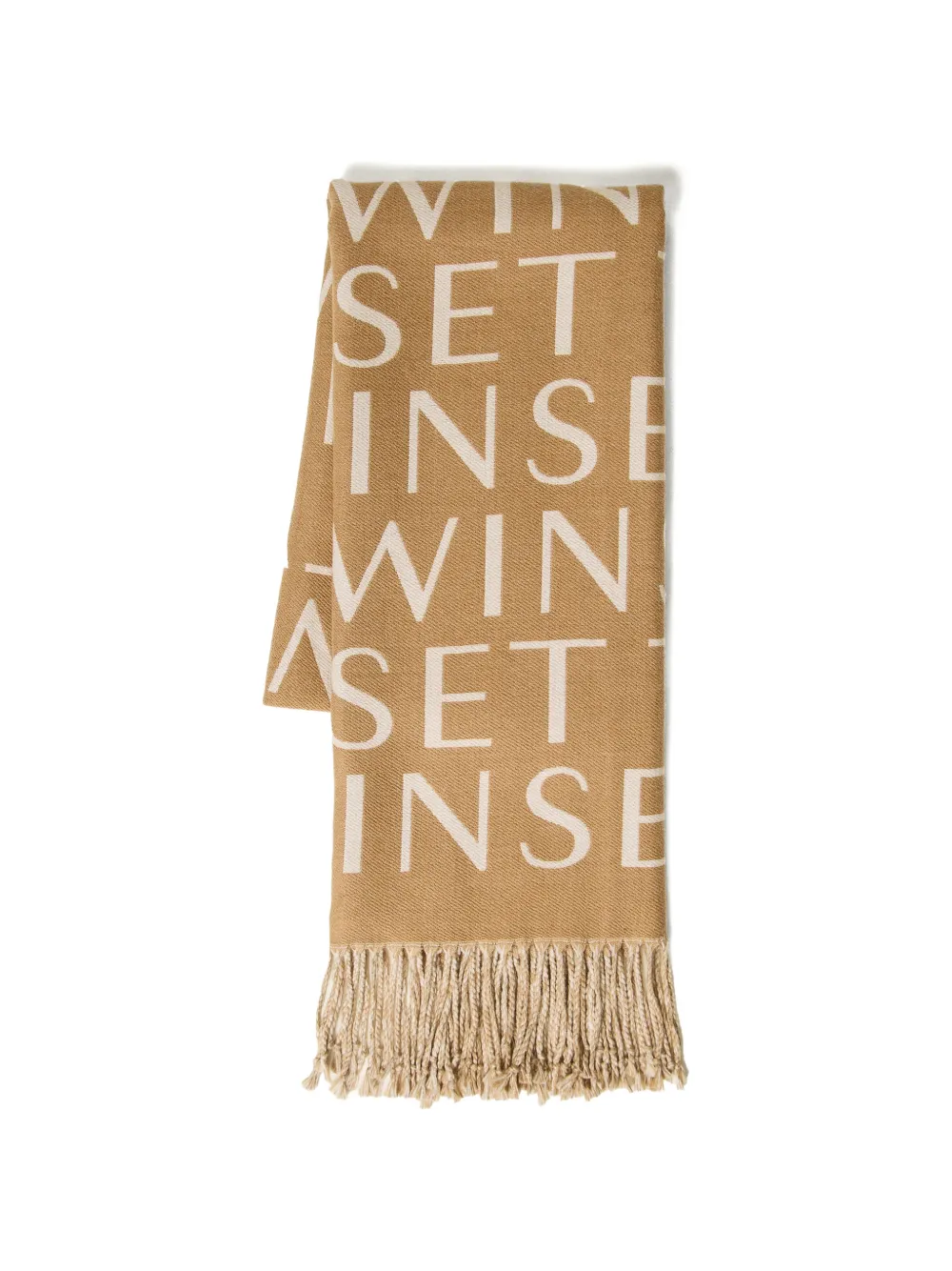 TWINSET wool cloth stole with logo - Toni neutri