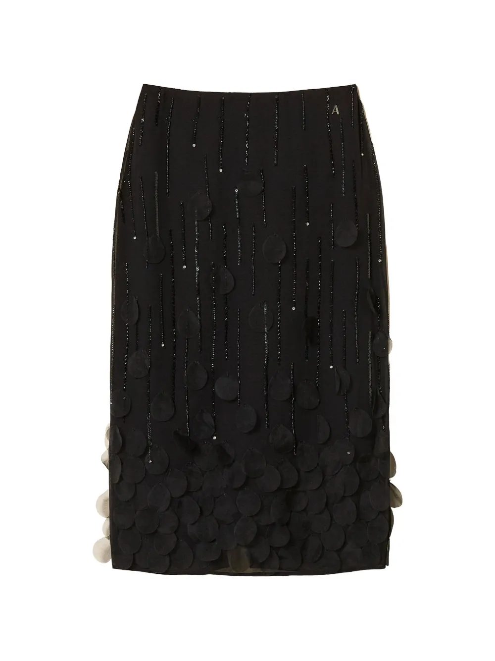 TWINSET Georgette midi skirt with embroidery Zwart