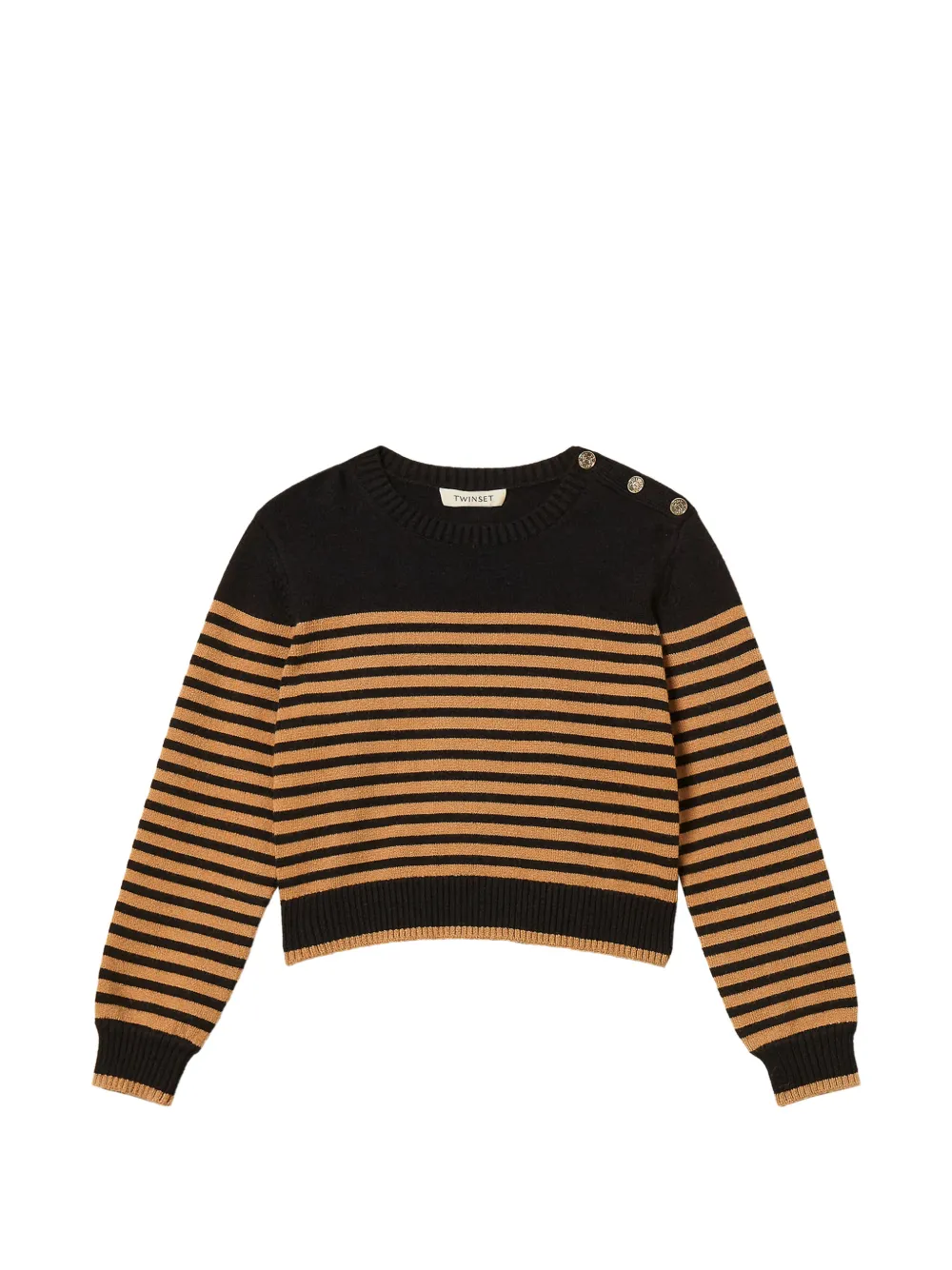 TWINSET Kids striped jumper with buttons - Nero