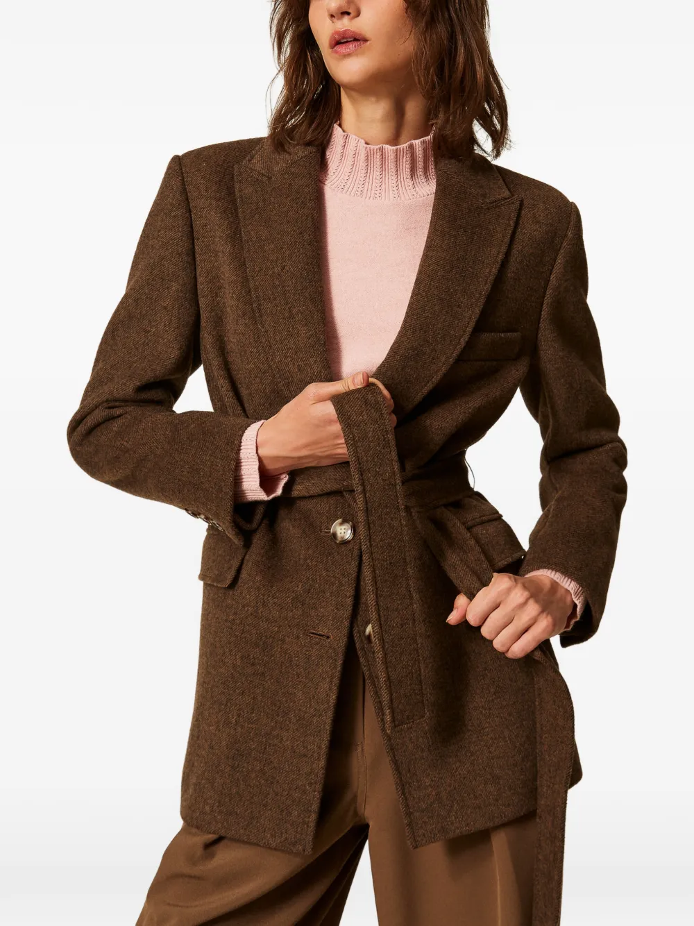 TWINSET Fluwelen wollen blazer Bruin