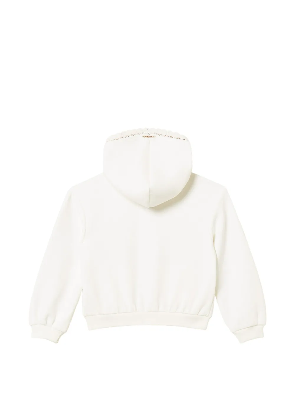 TWINSET Kids Scuba hoodie met kanten afwerking Wit