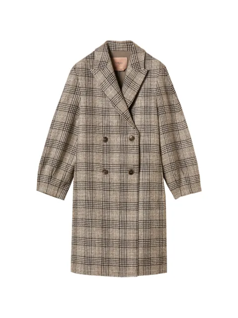TWINSET chequered wool cloth coat with sequins