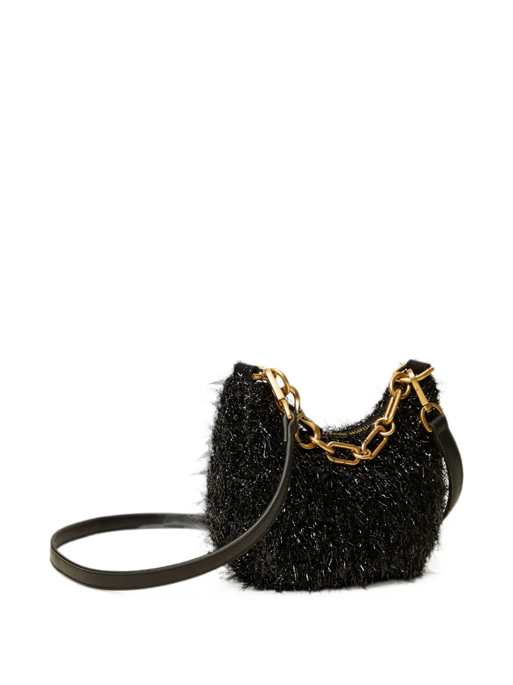 TWINSET Croissant mini-tas met lurex en ketting Zwart