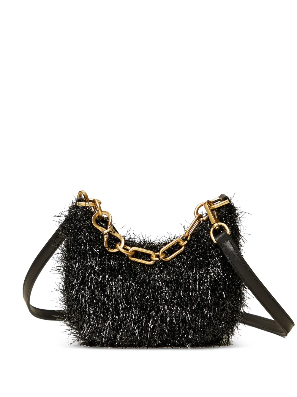 TWINSET mini Croissant bag with lurex and chain - Schwarz