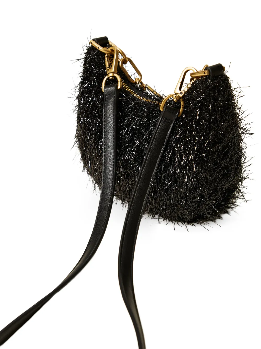 TWINSET Croissant mini-tas met lurex en ketting Zwart