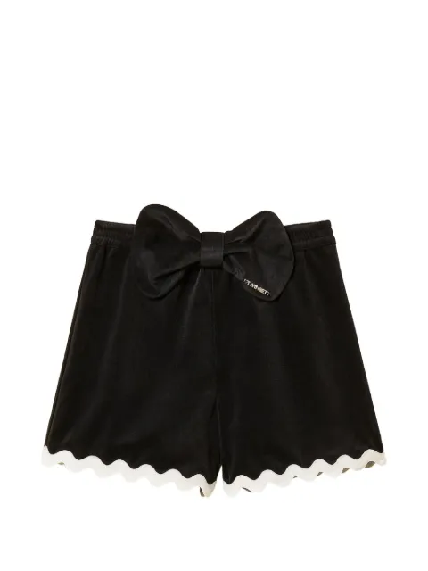 TWINSET Kids bow-detail velvet shorts