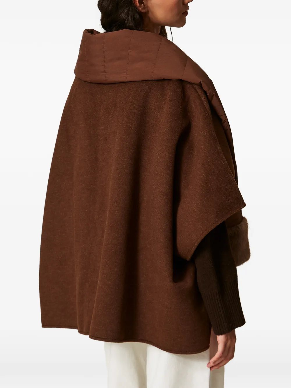 TWINSET wool cloth poncho with scarf Bruin