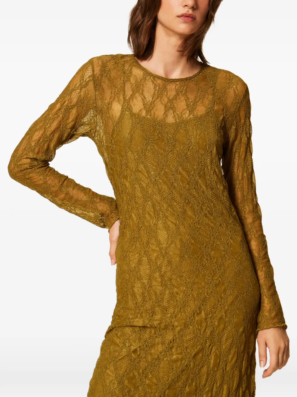 TWINSET Jurk met stretch en kant Groen