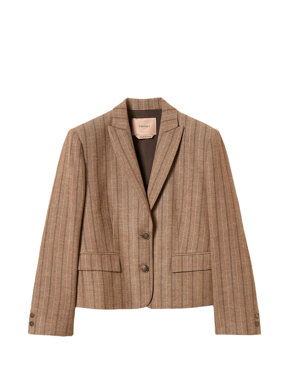 TWINSET Cropped-Blazer mit Nadelstreifen - Braun