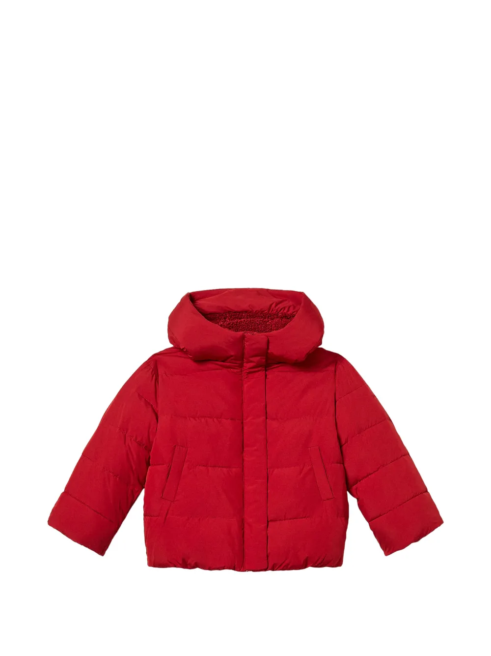 TWINSET Kids Giacca con cappuccio e rifiniture in pelliccia sintetica - Rosso
