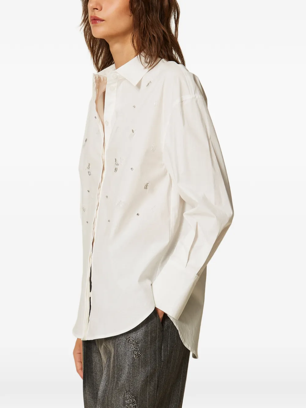 TWINSET Popeline blouse met borduurwerk Wit