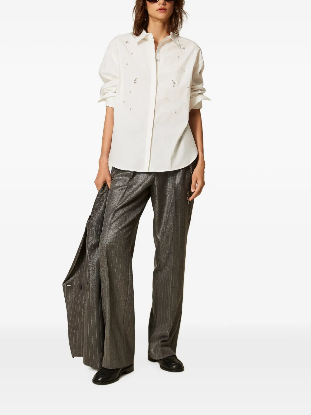 TWINSET Popeline blouse met borduurwerk Wit