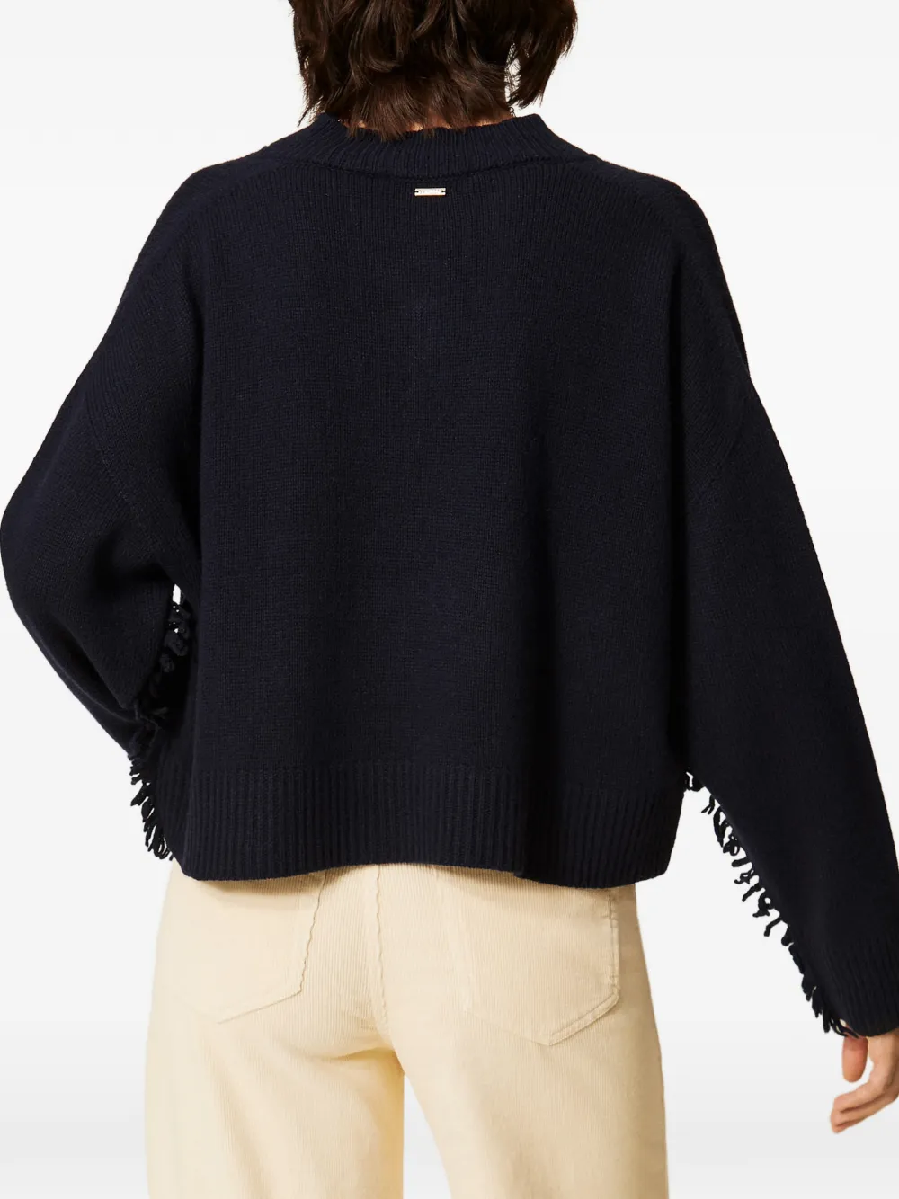 TWINSET Trui van wolblend met franje Blauw