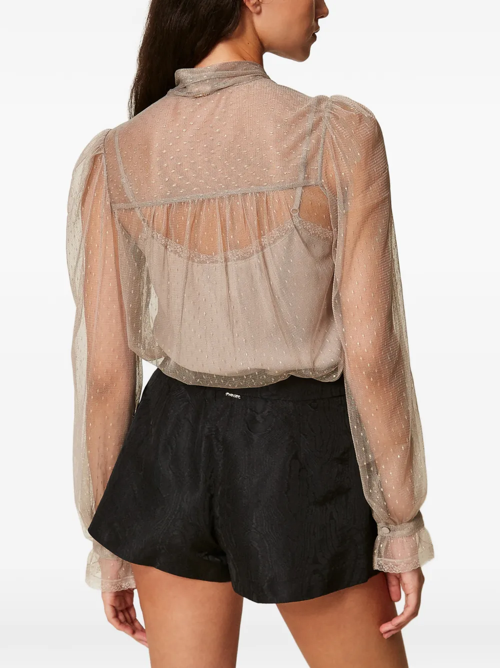 TWINSET Tulen blouse met lurex Beige