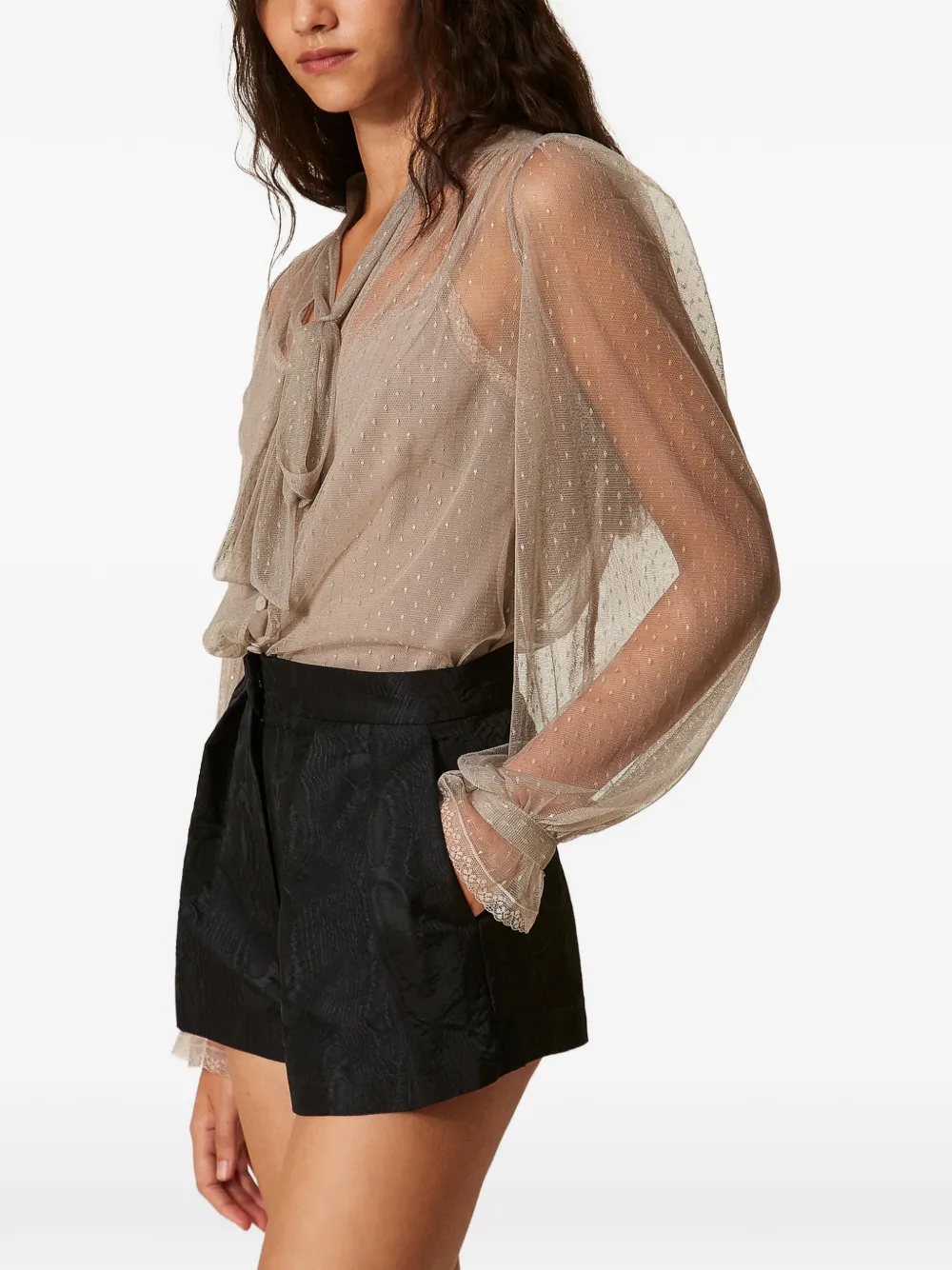 TWINSET Tulen blouse met lurex Beige