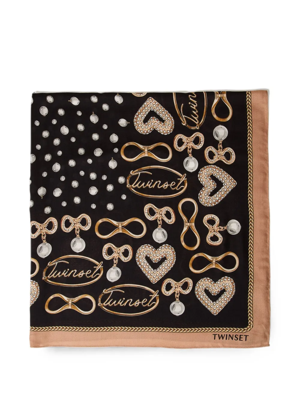TWINSET Kefiah mit Juwelen-Print - Schwarz