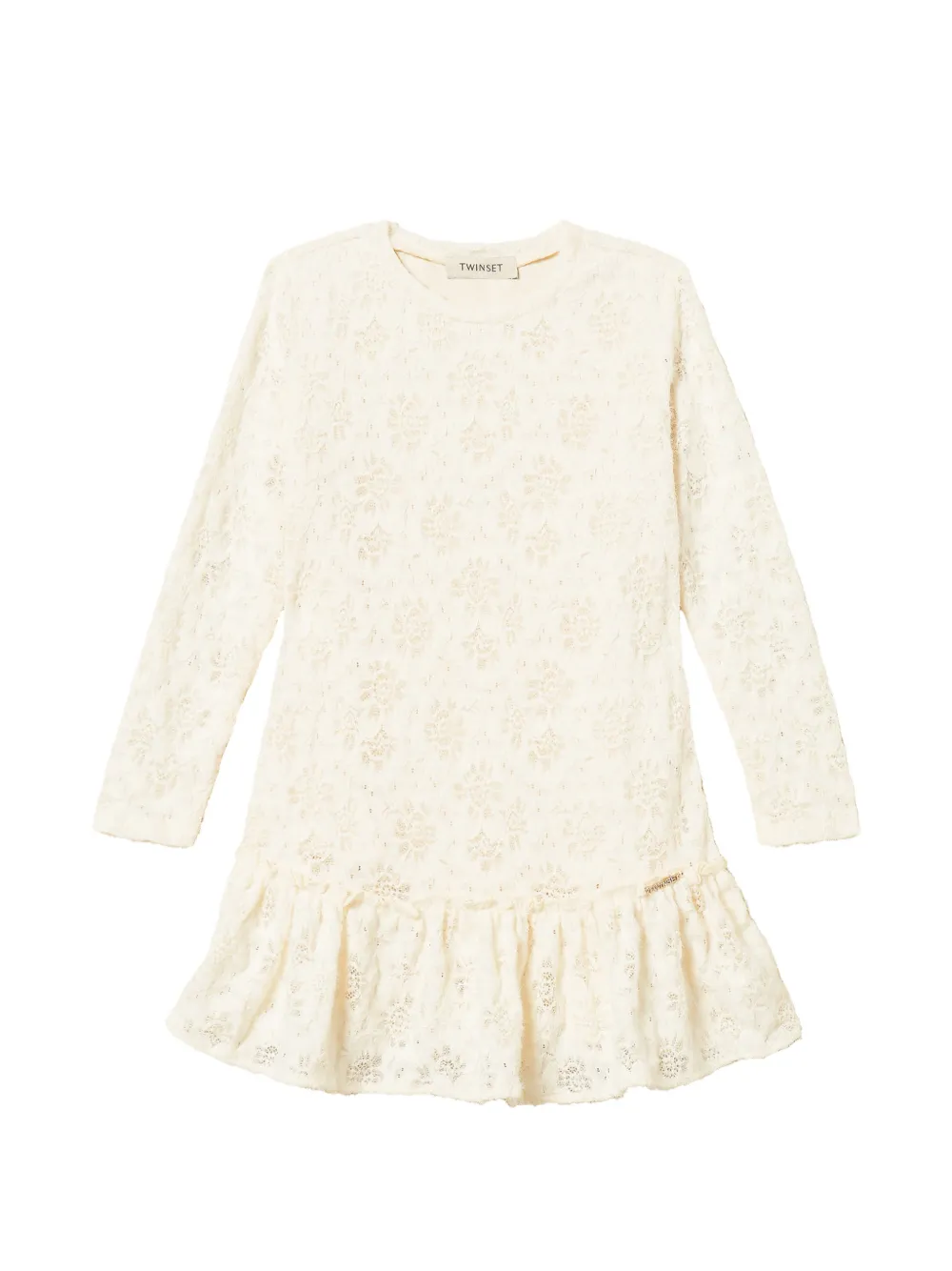 TWINSET Kids floral-lace ruffled midi dress - Toni neutri