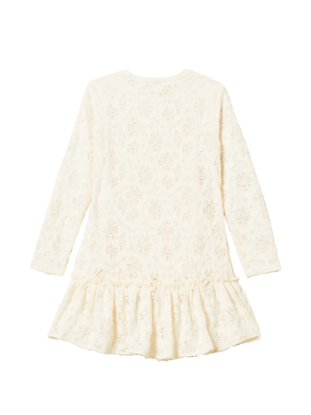 TWINSET Kids Midi-jurk van bloemenkant met ruches Beige