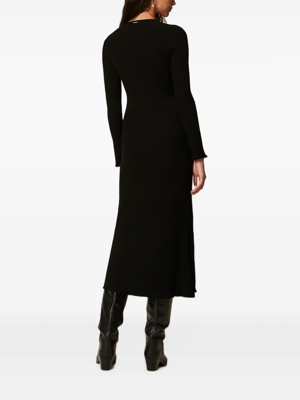 TWINSET Lange gebreide jurk met macramékant Zwart