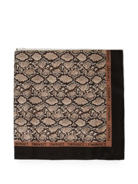 TWINSET kefiah with logo and animal print