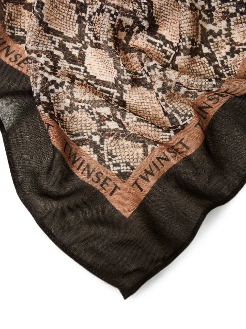 TWINSET Kefiah met logo en dierenprint Beige