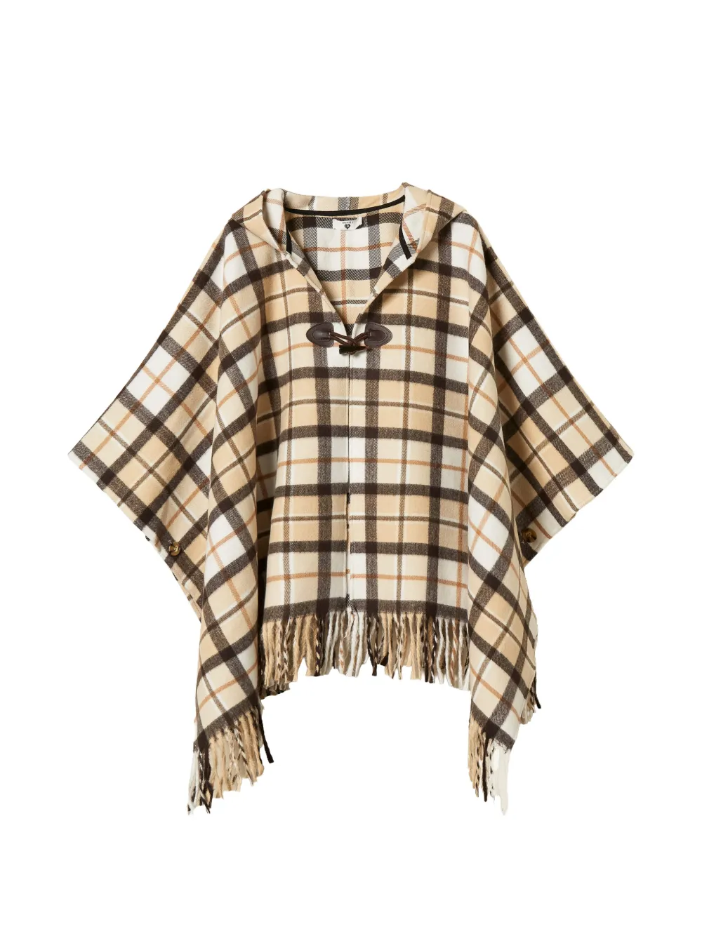 TWINSET Geruite poncho met jacquard Beige