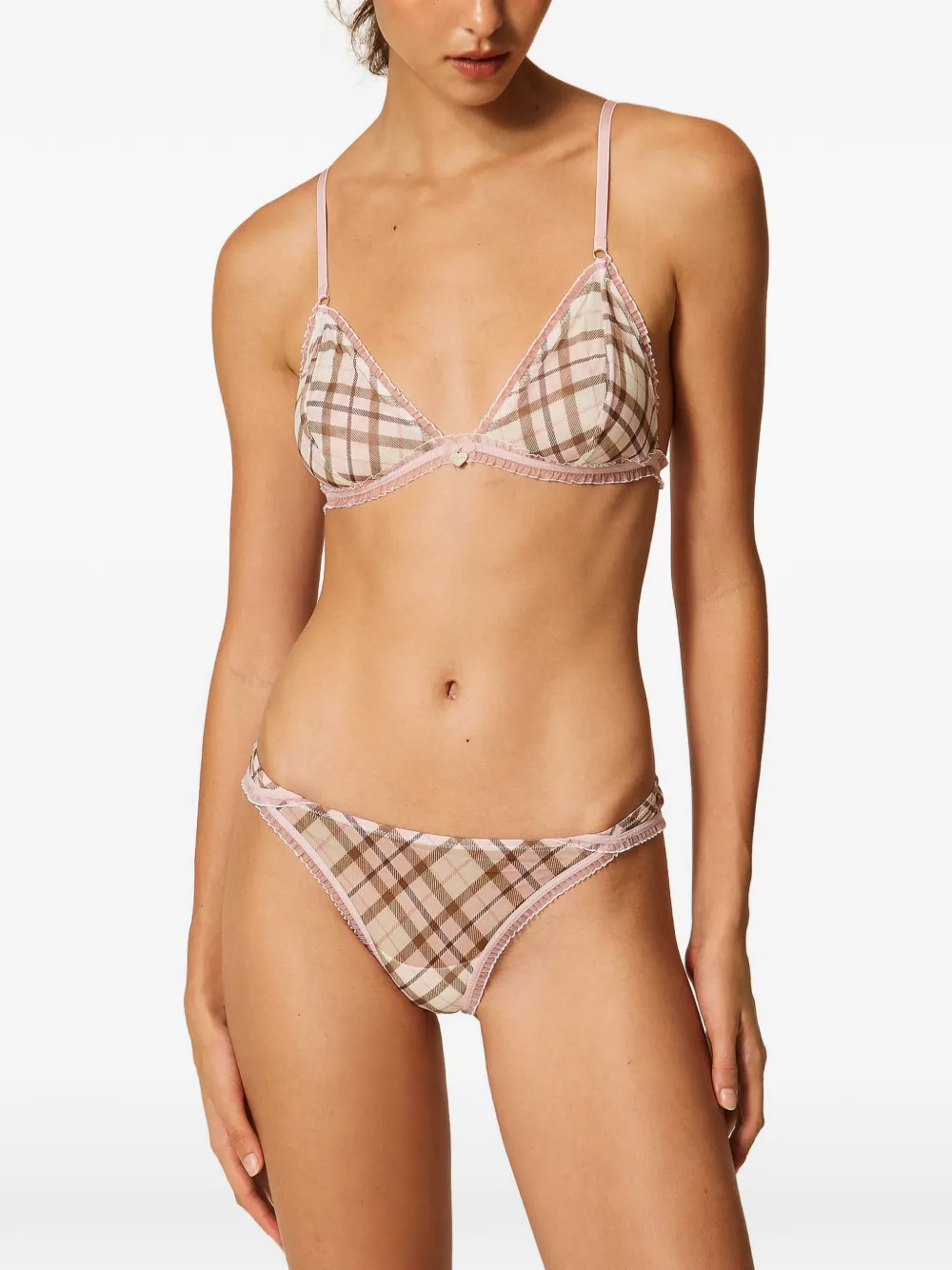 TWINSET Geruite triangel bh Beige