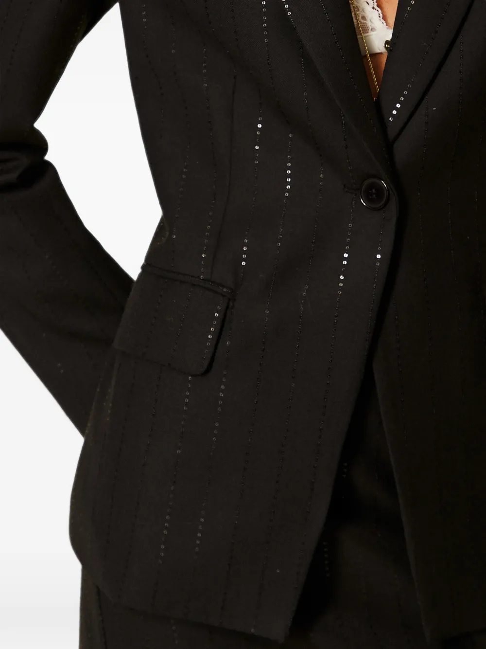 TWINSET Blazer met krijtstreep en pailletten Zwart