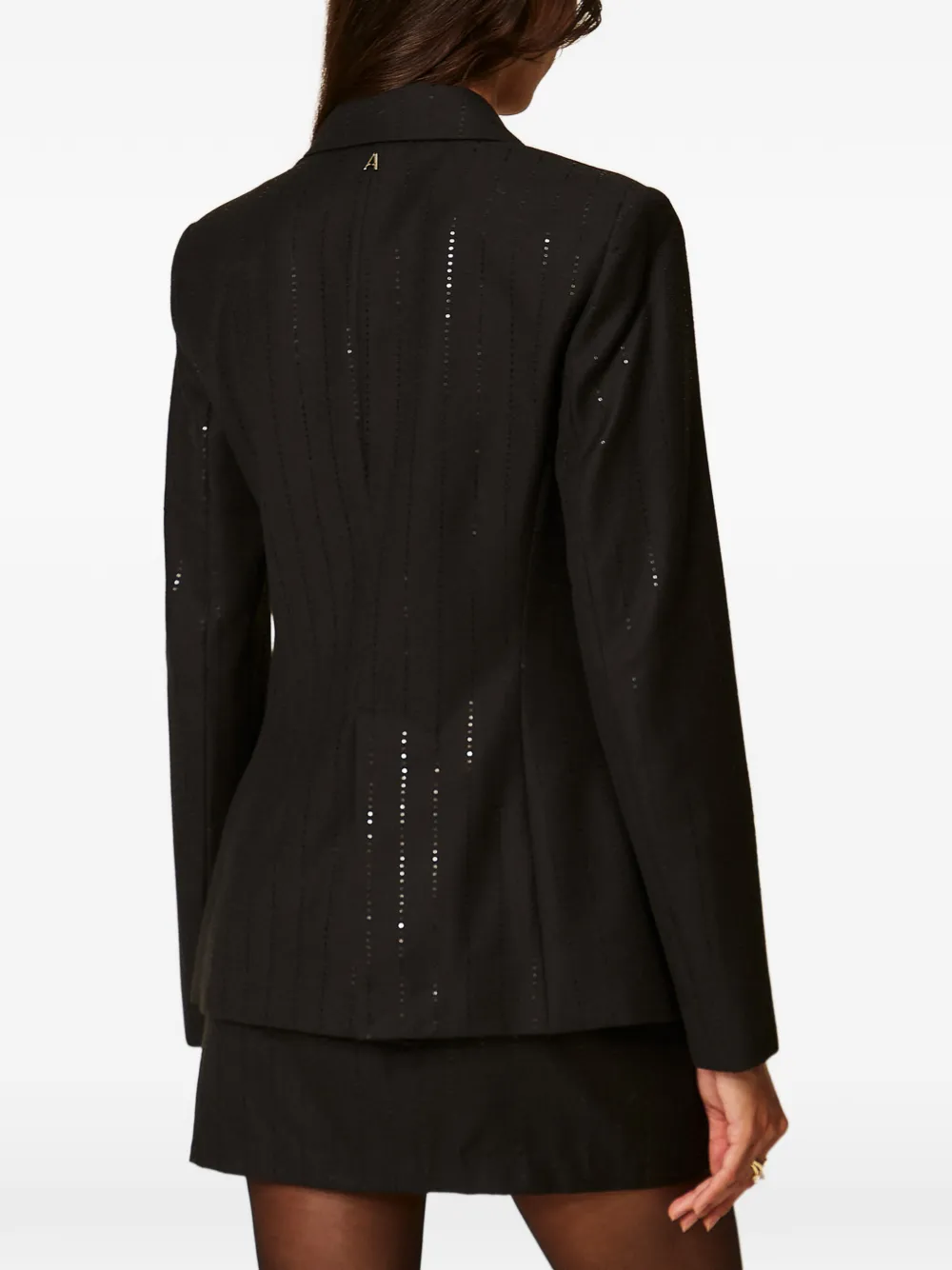 TWINSET Blazer met krijtstreep en pailletten Zwart