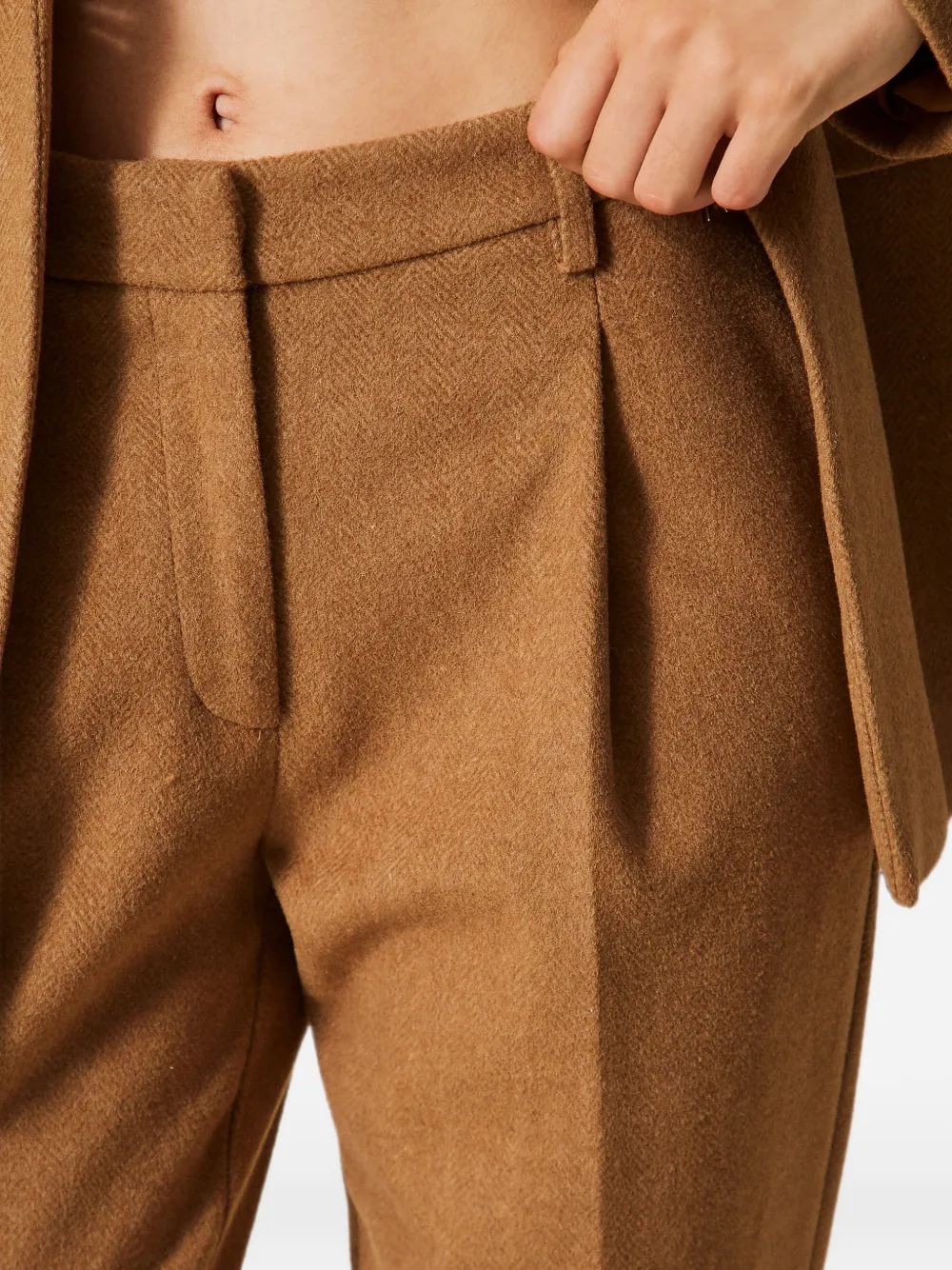 TWINSET Broek van wolblend met chevron-patroon Bruin